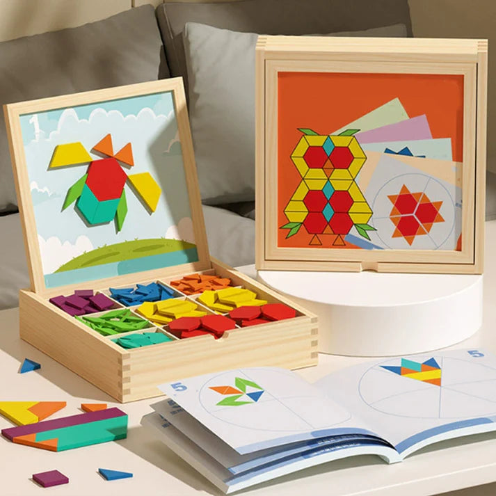 MagikBlocs® - Puzzle Magnétique en Bois (180 Pièces Géométriques)